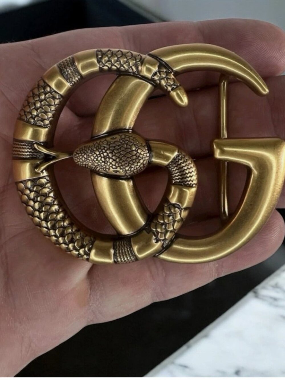 WOMENS VINTAGE GUCCI BELT BUCKLE SNAKE SERPENT FOR 1.5" BELT
